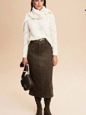 J.jill Classic A-Line Faux Suede Skirt Brown